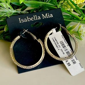 Silver toned crystal hoop earrings